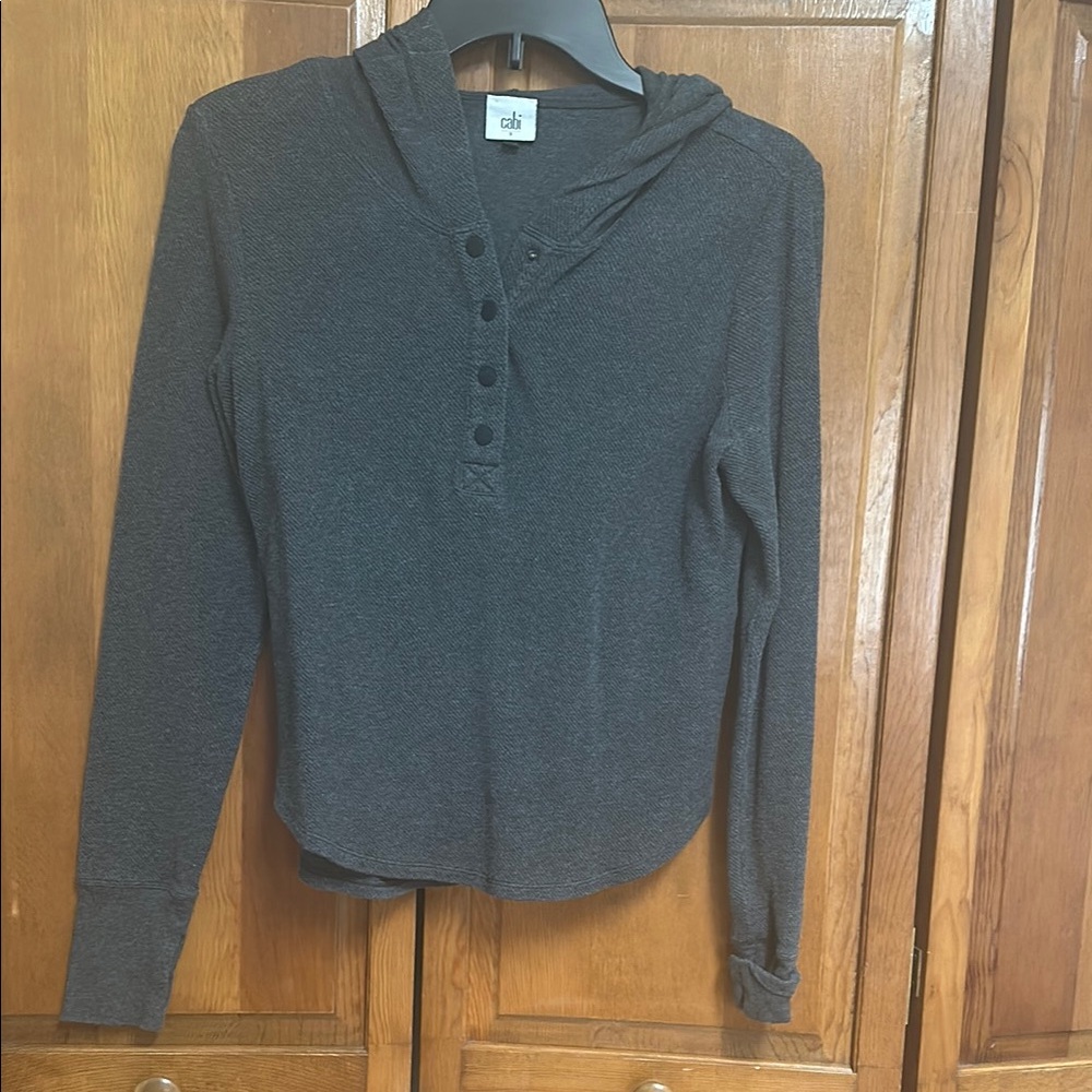 CAbi Charcoal Gray Button-Up Hoodie